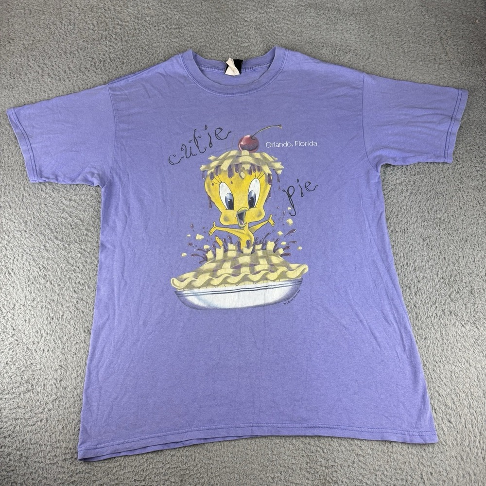 Tweety Bird Cutie Pie Orlando Florida Shirt Men Large Purple Graphic T-Shirt Y2k